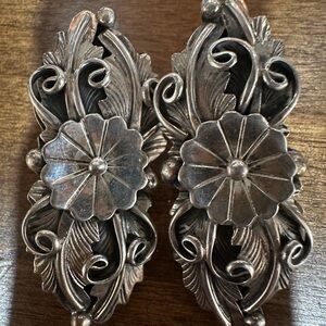 Vintage Sterling Silver Floral Earrings